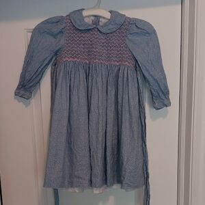 Smocked Frances Johnson For Simi Charming Blue Kids Dress Florap 4T Cotton Lined